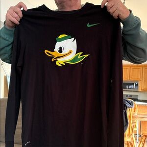 Oregon Ducks Nike Dri-Fit Black Long Sleeve Shirt with Duck Logo